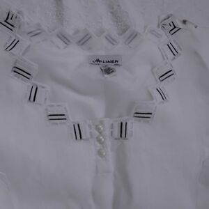 Linen White Dress with Intricate Trim